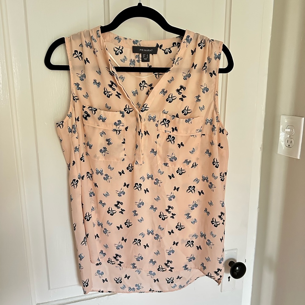 Primark Pink Sleeveless Blouse with Floral Print